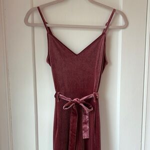 Velvet jumpsuit Pink Pants